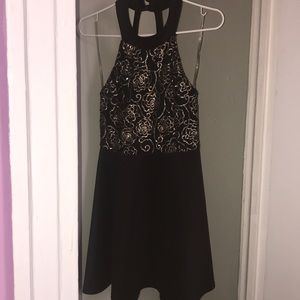 Black dress with golden beads